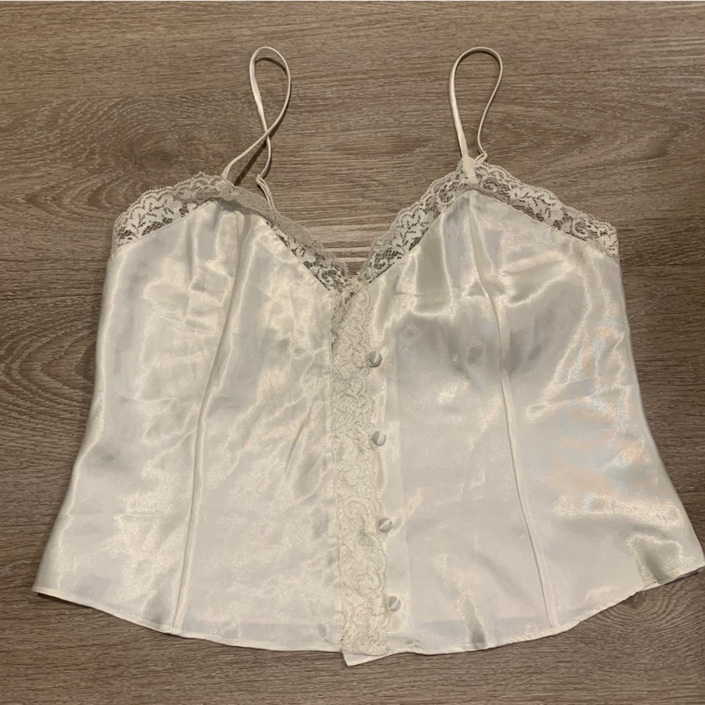 Vintage White Button Down Camisole Size M